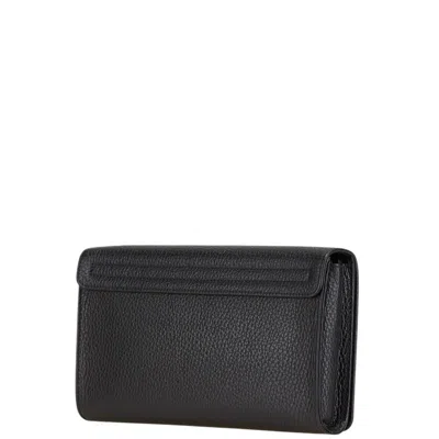 Pre-owned Dunhill Black Leather Long Wallet (tri-fold) ()