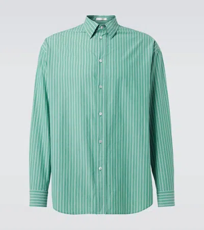 The Row Miller Striped Cotton Shirt In Green