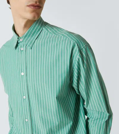 The Row Miller Striped Cotton Shirt In Green