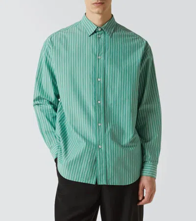 The Row Miller Striped Cotton Shirt In Green