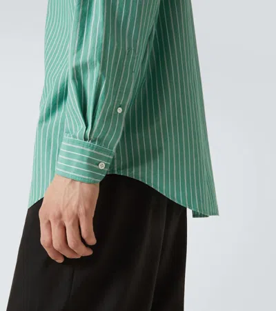 The Row Miller Striped Cotton Shirt In Green