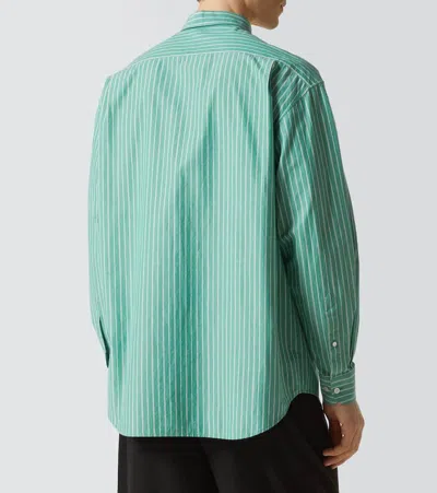 The Row Miller Striped Cotton Shirt In Green