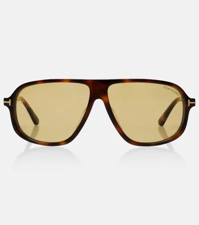 Tom Ford Womens Brown Tr001983 Guillaume Square-frame Acetate Sunglasses In Yellow