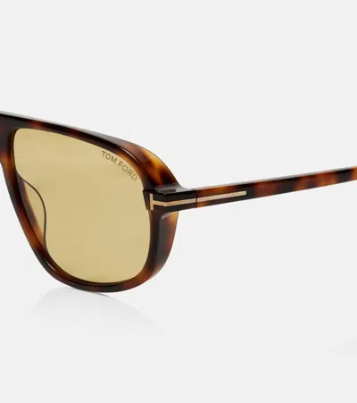 Tom Ford Womens Brown Tr001983 Guillaume Square-frame Acetate Sunglasses In Yellow