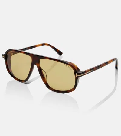 Tom Ford Womens Brown Tr001983 Guillaume Square-frame Acetate Sunglasses In Yellow
