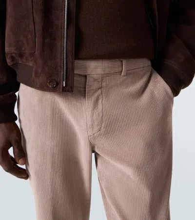 Thom Sweeney Cotton-blend Corduroy Slim Pants In Brown