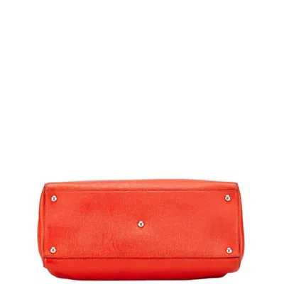 Pre-owned Fendi 2jours Red Color Leather Handbag Shoulder Bag ()