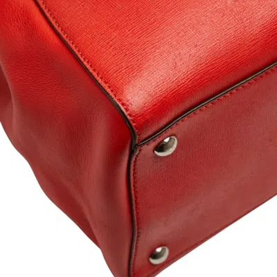 Pre-owned Fendi 2jours Red Color Leather Handbag Shoulder Bag ()