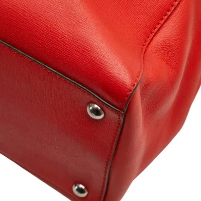 Pre-owned Fendi 2jours Red Color Leather Handbag Shoulder Bag ()