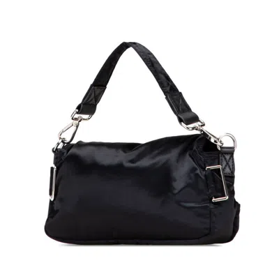 Pre-owned Fendi Baguette Black Nylon Leather Handbag Shoulder Bag ()