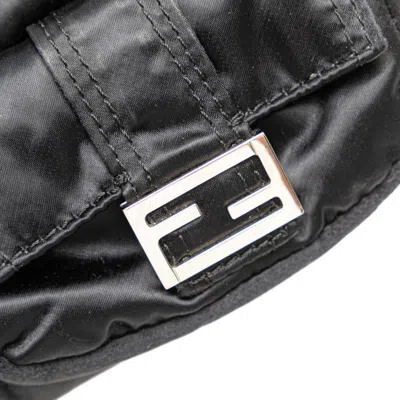 Pre-owned Fendi Baguette Black Nylon Leather Handbag Shoulder Bag ()