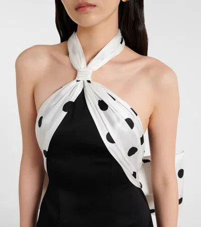 David Koma Polka-dot Halterneck Gown In Black