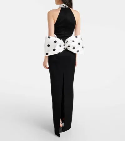 David Koma Polka-dot Halterneck Gown In Black