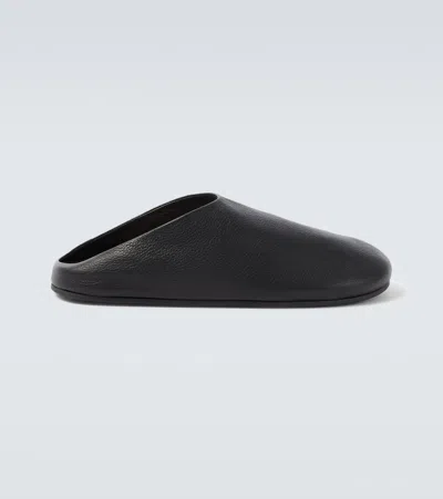 The Row Hudson Leather Mules In Black