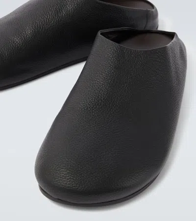 The Row Hudson Leather Mules In Black