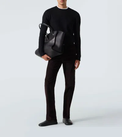 The Row Hudson Leather Mules In Black