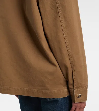 Saint Laurent Cassandre Cotton And Linen Overshirt In Brown