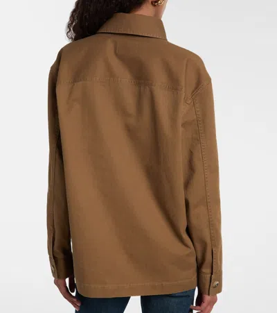 Saint Laurent Cassandre Cotton And Linen Overshirt In Brown