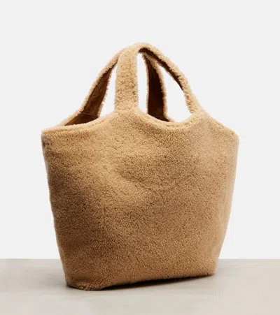 Saint Laurent Icare Maxi Shearling Tote Bag In Brown