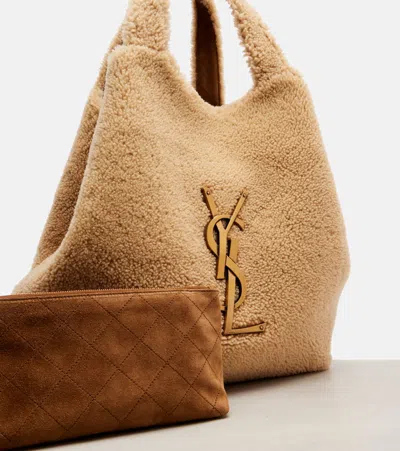 Saint Laurent Icare Maxi Shearling Tote Bag In Brown
