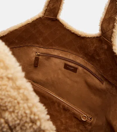 Saint Laurent Icare Maxi Shearling Tote Bag In Brown
