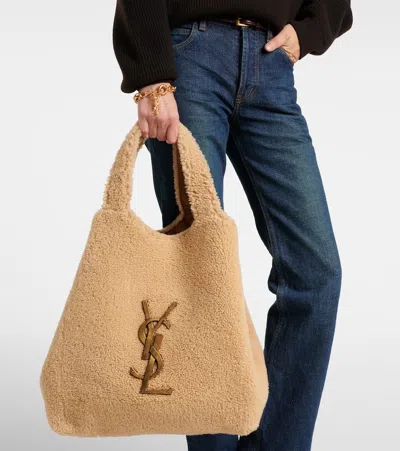 Saint Laurent Icare Maxi Shearling Tote Bag In Brown