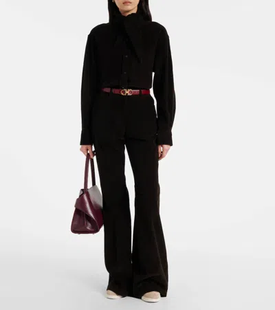 Ferragamo Shearling-lined Suede Sneakers In Brown