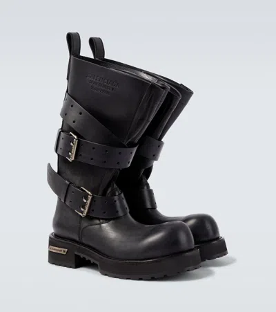 Balenciaga Venom Buckle-strap Leather Boots In Black