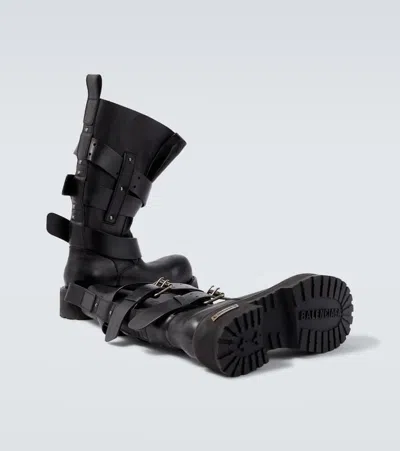 Balenciaga Venom Buckle-strap Leather Boots In Black
