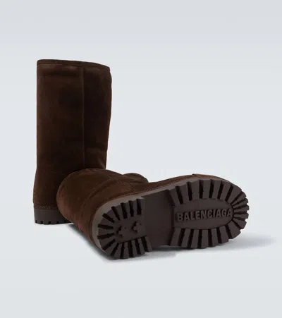 Balenciaga Alaska Suede Knee-high Boots In Brown