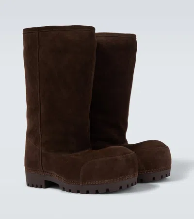 Balenciaga Alaska Suede Knee-high Boots In Brown