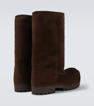 Balenciaga Alaska Suede Knee-high Boots In Brown
