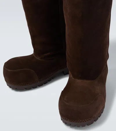 Balenciaga Alaska Suede Knee-high Boots In Brown