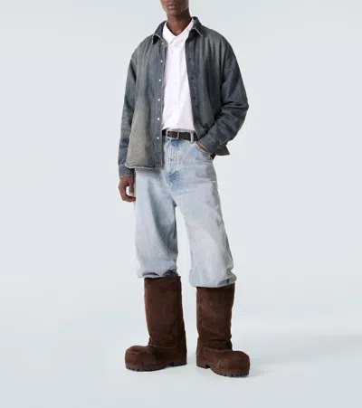 Balenciaga Alaska Suede Knee-high Boots In Brown