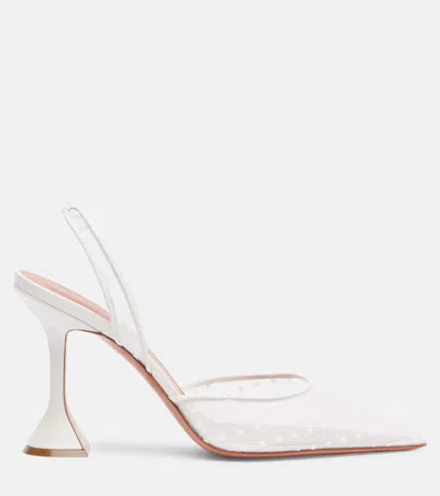 Amina Muaddi Sculptural Heel Leather Slingback Pumps In Neutral