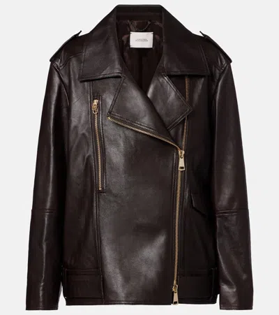 Dorothee Schumacher Sleek Statement Leather Biker Jacket In Brown