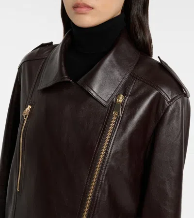 Dorothee Schumacher Sleek Statement Leather Biker Jacket In Brown