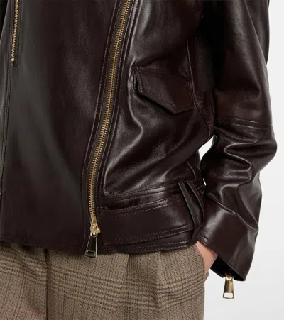 Dorothee Schumacher Sleek Statement Leather Biker Jacket In Brown