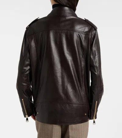 Dorothee Schumacher Sleek Statement Leather Biker Jacket In Brown
