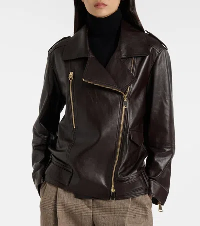 Dorothee Schumacher Sleek Statement Leather Biker Jacket In Brown