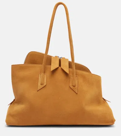 Attico La Passeggiata Medium Suede Tote Bag In Orange