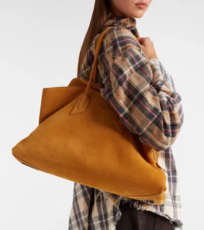 Attico La Passeggiata Medium Suede Tote Bag In Orange