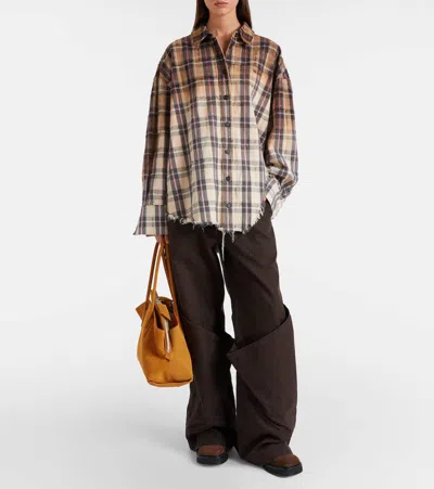 Attico La Passeggiata Medium Suede Tote Bag In Orange