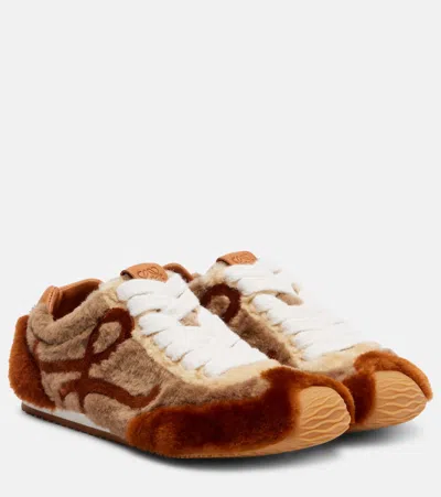 Loewe Ballet Runner 2.0 Sneakers In Shearling In Brown