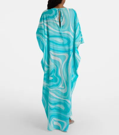 Pucci Marmo Cotton Kaftan In Blue
