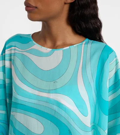 Pucci Marmo Cotton Kaftan In Blue