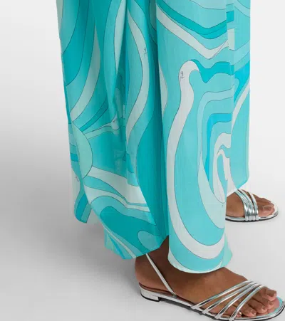 Pucci Marmo Cotton Kaftan In Blue