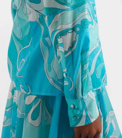Pucci Orchidee Cotton Shirt In Blue