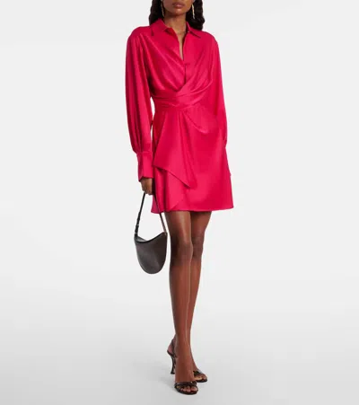 Simkhai Talit Draped Satin Wrap Dress In Red