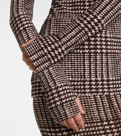 Norma Kamali Prince Of Wales Check Turtleneck Top In Brown